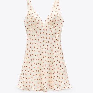 Zara Satin Effect Strawberry Mini Dress